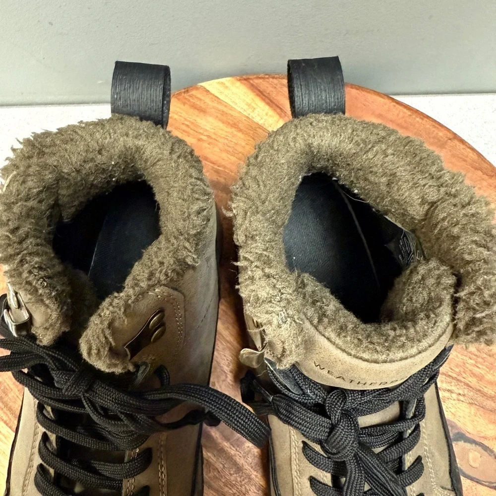 Weatherproof Mens Faux Fur Lined Duck Boots Taupe Brown Black High Top Lace Up